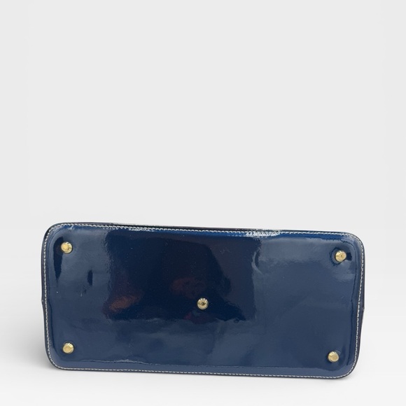 Arcadia Italy Navy Patent Leather Embossed Dome Satchel Handbag – Made in Italy - Picture 5 of 9